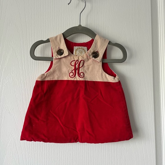 The Beaufort Bonnet Company "H" 0 to 6 months Corduroy Red Tan Jumper - Picture 2 of 5